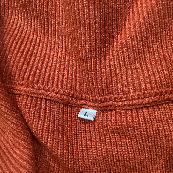 ANRABESS Women's LARGE Rust Oversized Long Sleeve Quarter Zip Slouchy Sweater - Picture 6 of 6